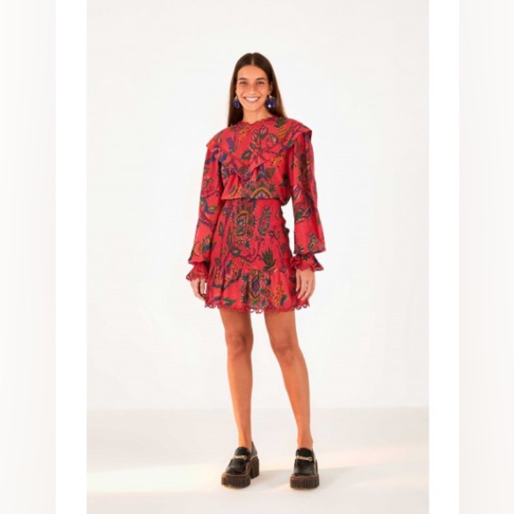 FARM Rio Red Paisley Mini Dress - Picture 2 of 12